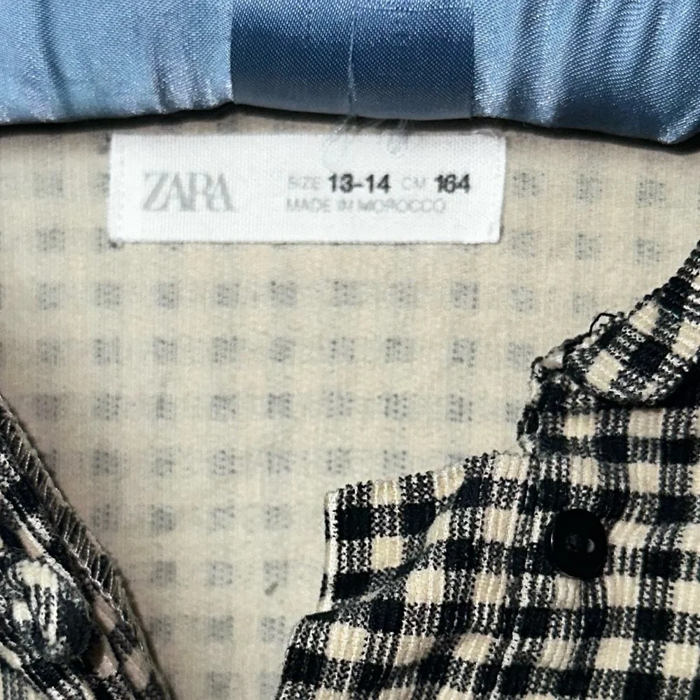 Zara Black Cream Gingham Tiered Babydoll Blouse Women’s 13/14 - Picture 7 of 10